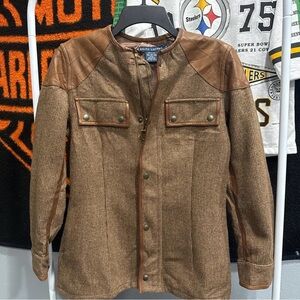 Rare Vintage Ralph Lauren Women's Wool Riding Coat w/Leather Trim SZ: 8